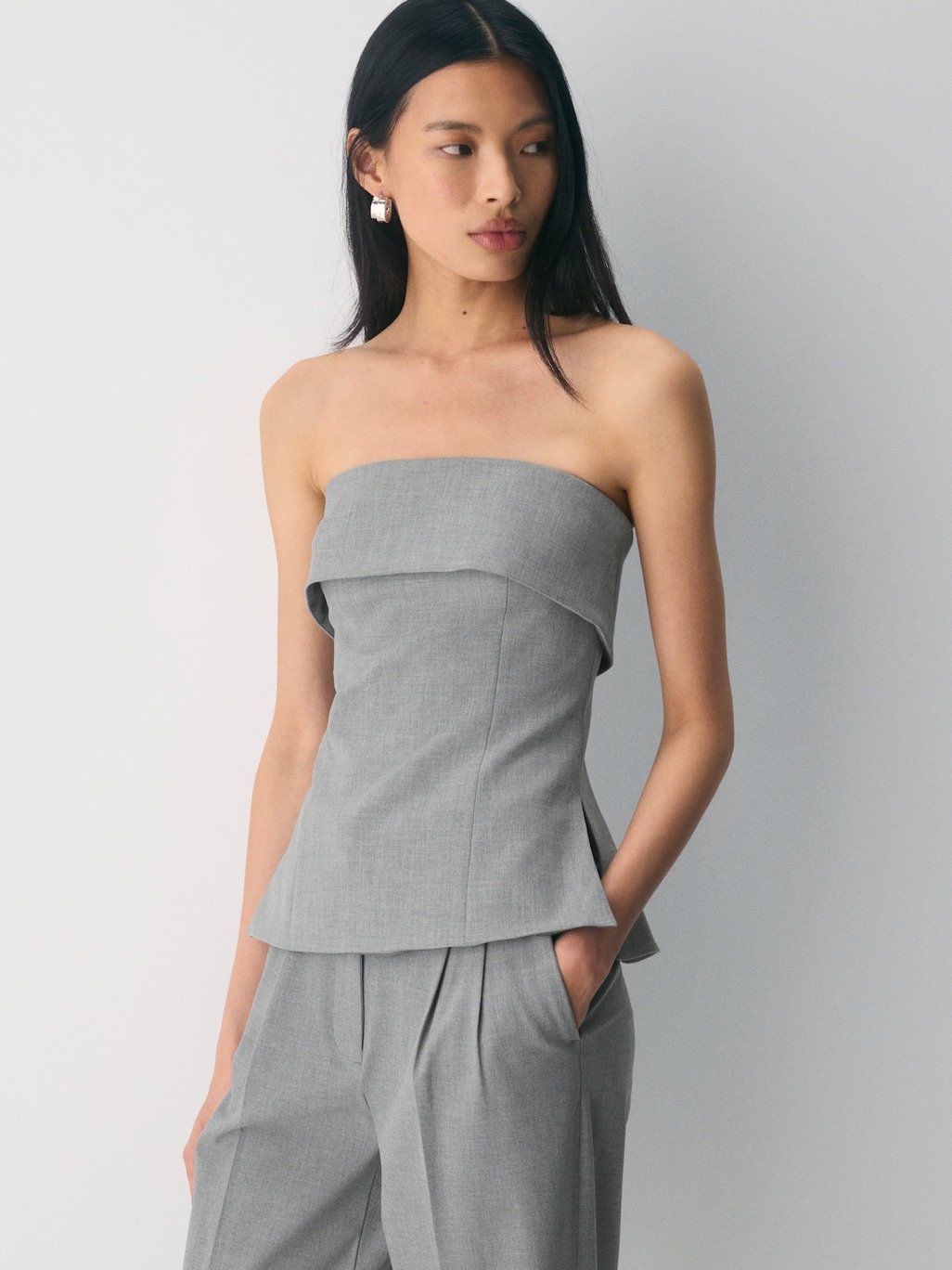 Aritzia Strapless Pinstripe Tube Top In Sage Green
